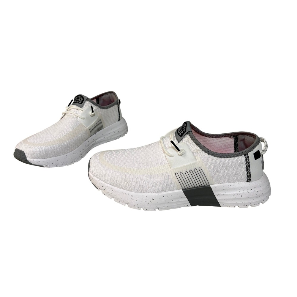 Hey Dude Women Sirocco White Sport Stripe Slip On Sneakers Size 11 Walking Shoes - Picture 1 of 11